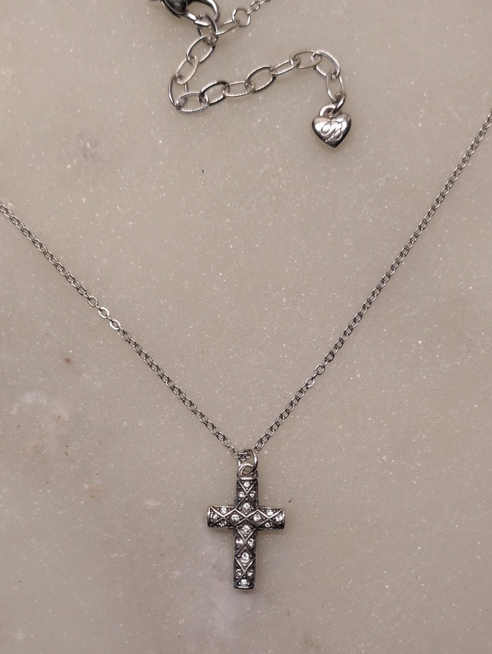 Brighton Crystal And Silver Cross Necklace